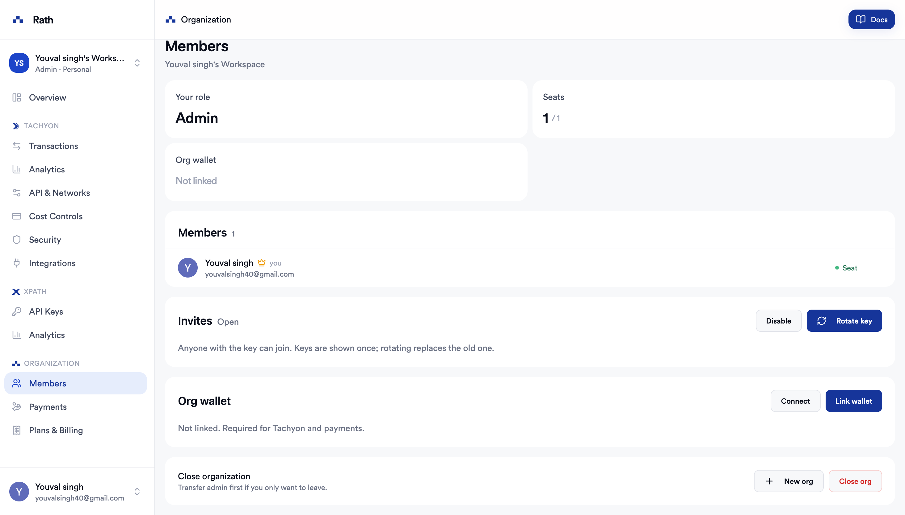 Organization members page